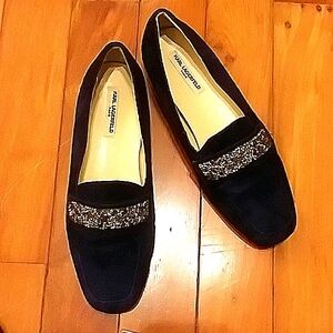 Karl Lagerfeld Blue Suede Loafers. Size 7